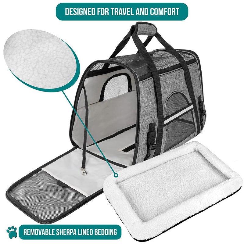 PetAmi Airline Approved Pet Carrier for Cat, Soft Sided Dog Carrier for Small Dog, Cat Travel Supplies Accessories Indoor Cat, Ventilated Pet Carrying Bag Medium Large Kitten Puppy, Large Heather Gray - Image 4